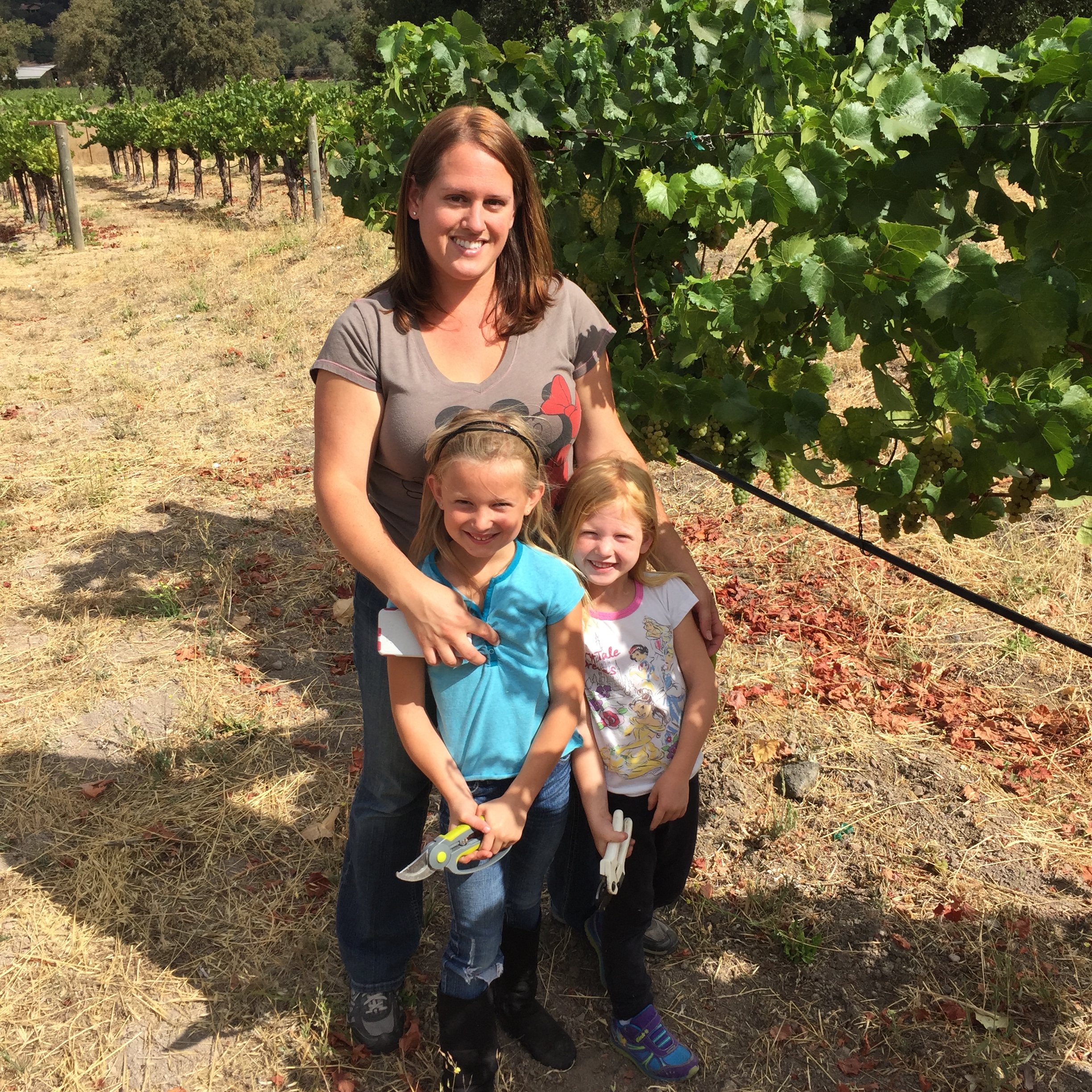 Mom and Girls in Vineyard